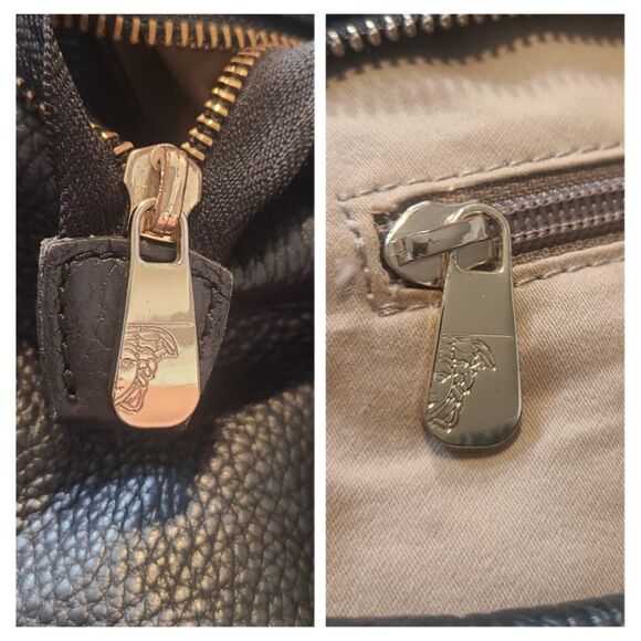 Versace (Authentic) Large Black Pelle Leather & Gold Medusa Shoulder Bag, VGUC - Picture 5 of 11